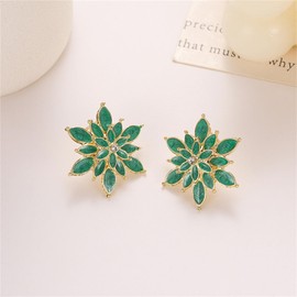 Vintage Flower Stud Earrings for Women,Color Drip Oil Enamel Snowflake Stud Earrings Sparkly Crystal 3D Stereoscopic Gold Flower Dangle Drop Earrings Xmas Holiday Jewelry, Large, Plastic, No Gemstone