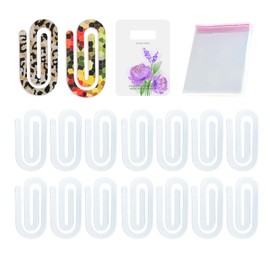 48 PCS Sublimation Acrylic Paper Clips Jumbo Blanks Kit (16 Clips 16 Display Cards 16 OPP Bags) 4x2 Inch Clear Paperclips for Heat Transfer DIY Gift Ready Bookmarks School Office Supplies