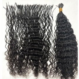 Pre-Divided Bulk Human Hair Wave Wave Braiding Hair for Boho Braids Double Drawn Curly Human Hair Bulk Extensions 18inch 200g for Black Women