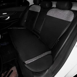 dayutech Universal Bling Back Seat Cover Cushion Rear Bench Set Mat Pad with Crystal Rhinestones for Women Girls Baby Pet Dog White Diamonds (Rear Back seat -White)