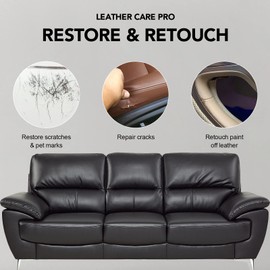 SEISSO Black Brown Leather & Vinyl Repair Kit for Car Seat, Couches, Jacket, Advanced Leather Repair Paint Restore Scratch, Crack, Scuff, Burn Hole, Pet Mark, No Heat Required, 45ml 3 Color 4 Pack