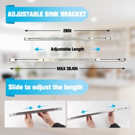 Sink Support Bracket, 304 Stainless Steel 28-39.4 In Length Adjustable Undermount Sink Support 880LBS Weight Capacity Installation Kit For Heavy Duty Undermount Sink Easy To Assemble, Space Saving