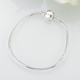 RUBYCA 10pcs 9" White Silver Plated Clasp European Snake Chain Charm Bracelet fit Charm Beads DIY