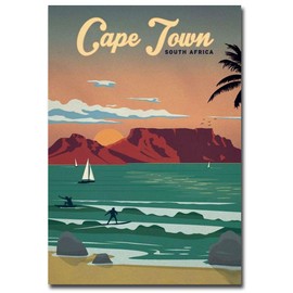 Cape Town South Africa Travel Vintage Art Refrigerator Magnet Size 2.5" x 3.5"