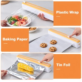 Magnetic Plastic Wrap Dispenser with Cutter for Kitchen Use – Convenient Film Cutting and Storage for Everyday Food Prep