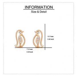 YFN Penguin Gifts Sterling Silver Penguin Earrings Cubic Zirconia Stud Earrings for Women Jewelry Gifts (gold)