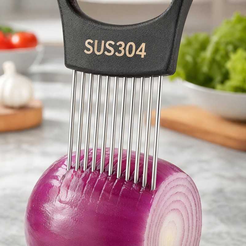 AOYYUBK 304 Stainless Steel Onion Holder & Slicer - Multi-Fruit