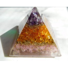 Amethyst Citrine Pink Rose Quartz #45 Pyramid Orgone Generator Energy Accumulator PERFECT GIFTING TOOL!!!! Made 7.83Hz/432Hz/528Hz Frequency with OM Chants Many Beautiful Ingredients!!