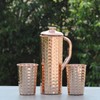 Pure Copper Hammered Jug 1 Litre Capacity with 2 Cups
