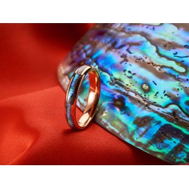 083 Base Women's Ring, Tungsten Ring, Natural Abalone Shell, 0.16 Inches (4 mm), Round, Pink Gold, Black, Silver, Metal,