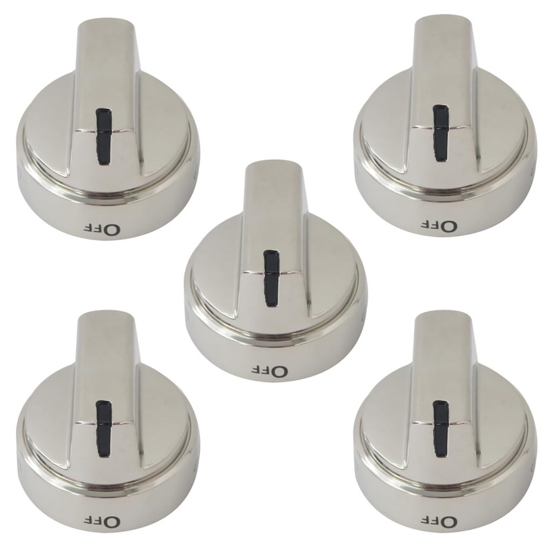 2025 Upgraded 5 Pack WB03X24818 Stainless Steel Stove Knob -