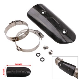 AnXin Exhaust Pipe Heat Shield Carbon Fiber Motorcycle Muffler Cover Guard Protector For Street Bike(Size:146x63MM)