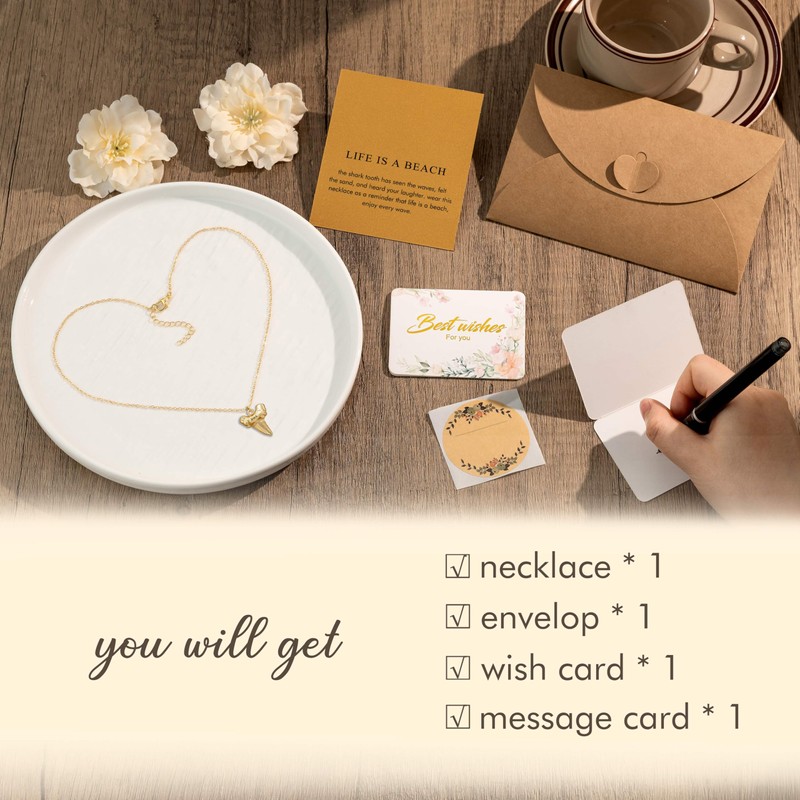 OBSUN Golden Shark Tooth Necklace Beach Necklace for Women Teens