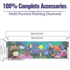 YALKIN DIY Diamond Painting Kits for Adults, 5D Large Diamond Art with Round Drills Full Drill Gem Big Painting Set for Home Wall and Gifts 12x35inch (30x90CM)