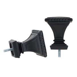 Ivilon Carved Square Finials for Curtain Rods of 1 and 1-1/8 Inch Diameter Color Black