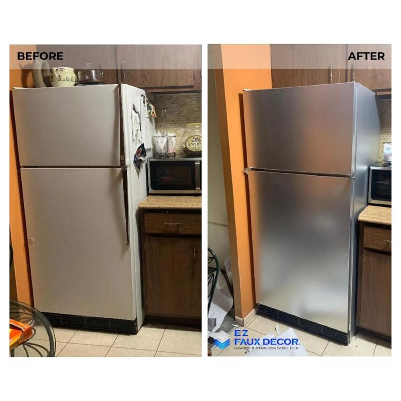 EZ FAUX DECOR Stainless Steel Refrigerator Door Panel Wrap Cover