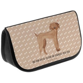 Mr. & Mrs. Panda Great Dane Cosmetic Bag, brown, Hand Drawn