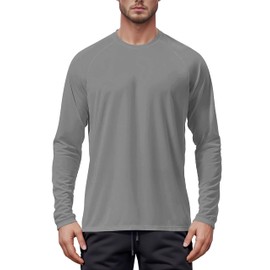 Tansozer Men's UV Protection Long Sleeve T-Shirts UPF 50+ Outdoor Shirts Sun Protection Tops Rash Guard, darkgray
