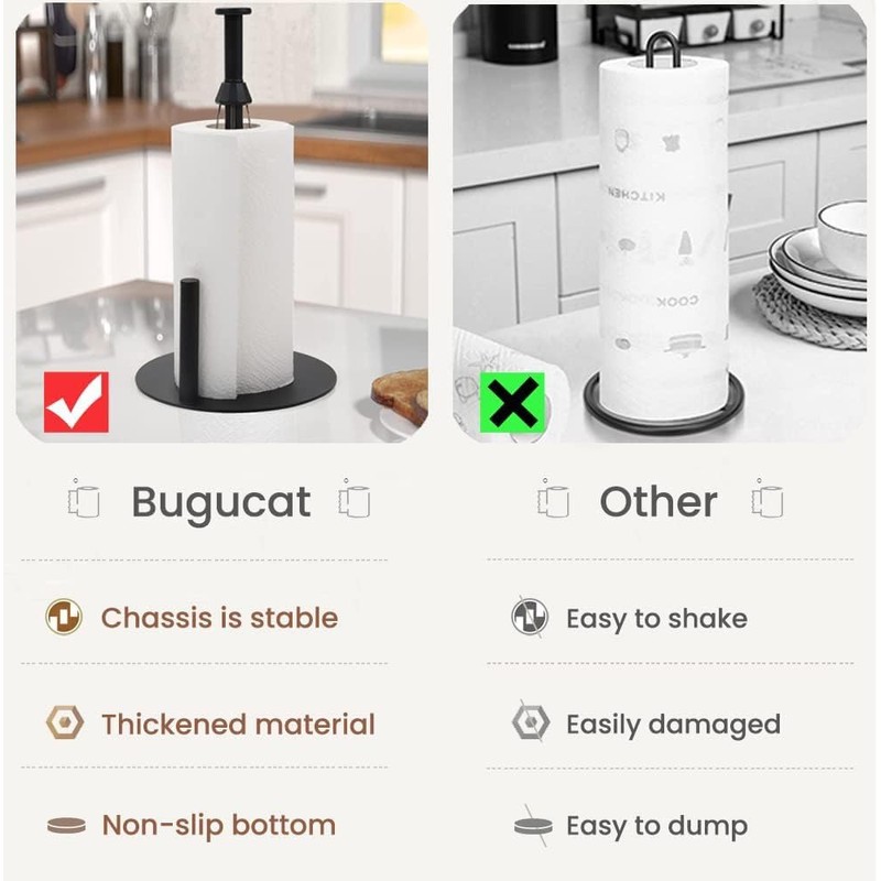 Paper Towel Holder Countertop Stainless Steel Paper Towel Dispenser Standing