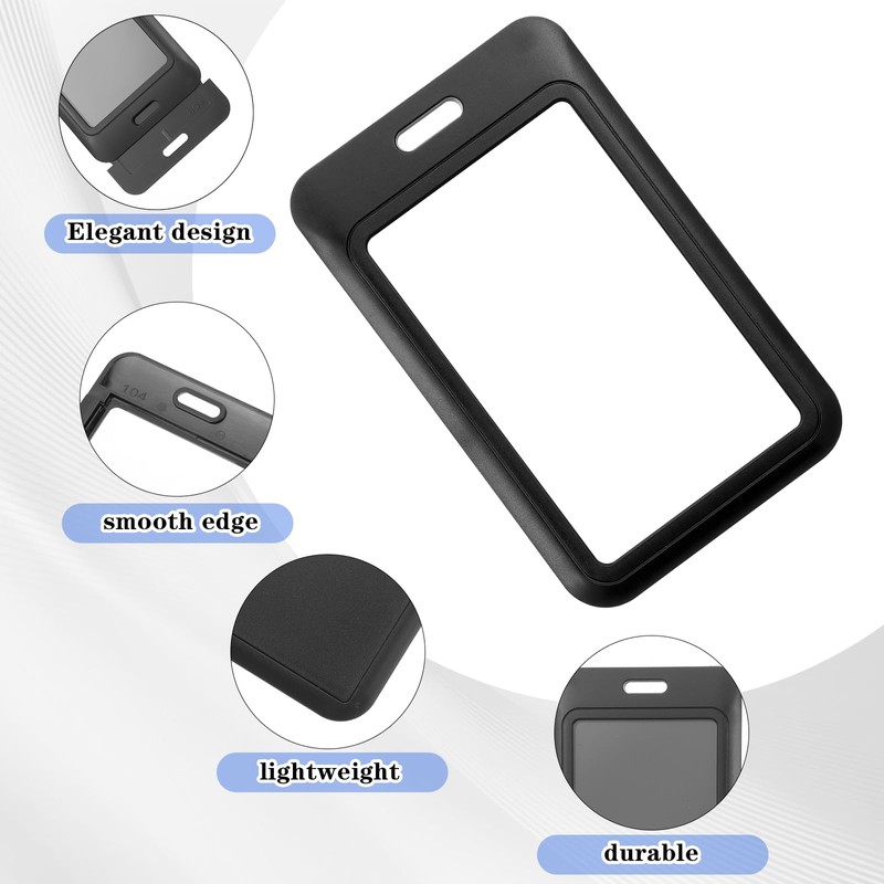 40 Pack Black Hard Plastic ID Badge Holder with Clear