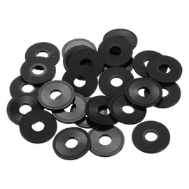 sourcing map 25Pcs M10 Nylon Flat Washers Plain Washer 10mm ID 30mm OD 2mm Thick Plastic Spacers for Screws Bolts Garden Faucet Plumbing Repair, Black