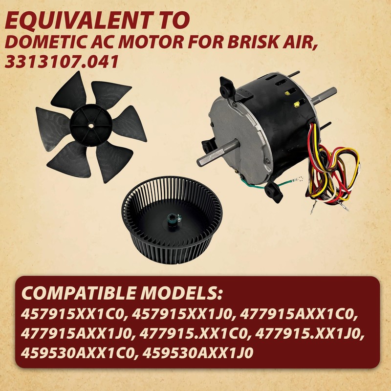 Pellethead 1/5 Hp Fan Motor Kit Compatible with Dometic 3108706.916