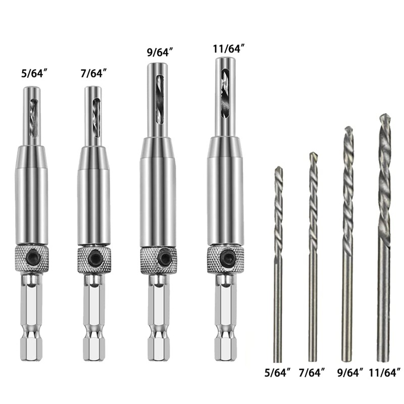 4 Pcs HSS Self Centering Hinge Drill Bits Set, 4