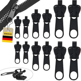 BAKEVIC Zip Zipper, 12 Piece Zip Repair Set, Removable Zip Zip Pull Fixer Zip Repair Set for Universal Zip, Clothing, Bed Train, Luggage