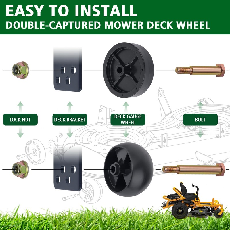CheeMuii 4 Pack Mower Deck Gauge Wheels Kit 2 Pcs