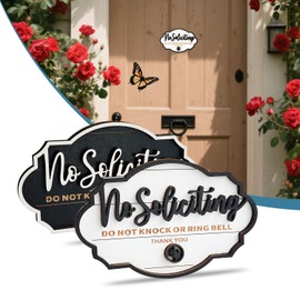 Funny No Soliciting Sign for House Door, 2 Pcs No Soliciting Sign for Home Small Wooden, Welcome Sign for Office, Home, Please Do Not Knock or Ring Doorbell Signs