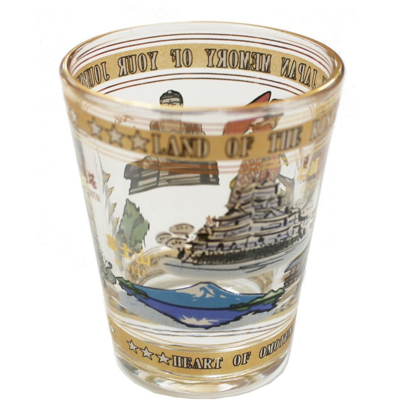 Collectible Shot Glass Japanese Sightseeing Memory Design