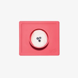 ezpz Happy Bowl (Coral) - 100% Silicone Suction Bowl with Built-in Placemat for Toddlers + Preschoolers - Dishwasher Safe