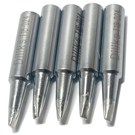T18-D24 Soldering Iron Tips 5pcs Set, Chisel tip, For HAKKO FX-888D FX-888 FX-8801 FX-600, R2.4mm/0.5mm x 14.5 mm