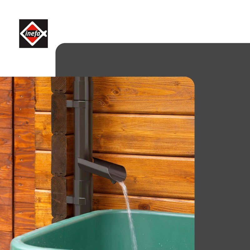 INEFA Rain collector for downpipe, PVC DN 75 dark brown,