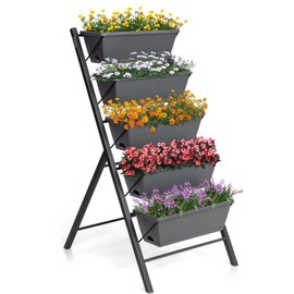 S AFSTAR 5-Tier Vertical Garden Planter, 5-Layer Raised Garden Bed with 5 Detachable Planter Boxes & Metal Frame, Indoor Outdoor Elevated Planting Containers for Flower Vegetables Fruit Herbs