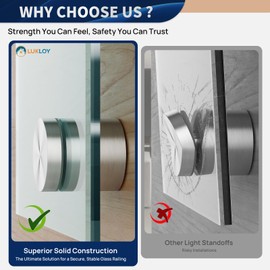 LukLoy 10 Pack Solid SS316 Glass Railing Standoff 1.3 lbs 2"x2" Brushed Glass Standoffs Mounts Standoff Nail for Balcony Stair Railing Balustrade