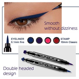 BINGBRUSH Double-sided Liquid Stamp Eyeliner Pen, Face Stamps Makeup Extremely Black Waterproof Slim Gel Felt Tip High Black Pigment Liquid Eyeliner & Seal resina para tips de gel(Colorful)
