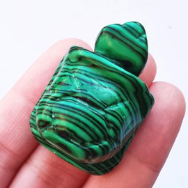 ¡°N/A¡± 1 Pcs Synthetic Malachite Pocket Carved Tortoise Decor Animal Figurines Gemstone,1.5 Inches Room Decor Crystals and Healing Stones