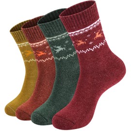 Pack of 4 Hiking Socks Women Socks Wool Socks Christmas socks Winter Warm Soft and Comfortable…