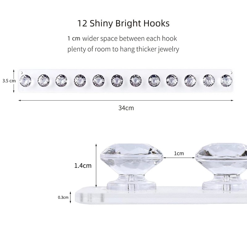 Baoswi 2 Pack Necklace Hangers Acrylic Necklace Holder Wall Mounted