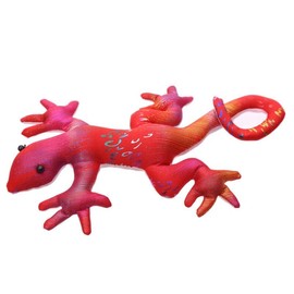 LK Trend & Style Sandtier Gecko XXL Handschmeichler, 27 x 16 cm, Mehrfarbig Schillernd mit Schuppenmuster, Dekoratives Accessoire (Rot)