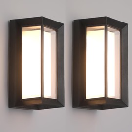 2 Pack Outdoor Wall Lights Exterior/Interior LED 24W Adjustable 3-Color 2100LM IP65 Sconces Lights Waterproof Modern Outdoor Porch Lighting Fixtures Aluminum Wall Lights Compatible with Dimmers