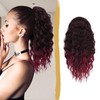 PEACOCO Ponytail Extension 16inch Long Synthetic Drawstring Ponytail Afro Curly