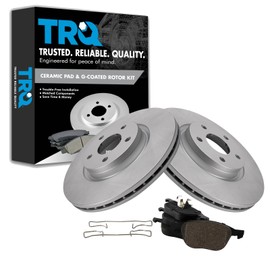 TRQ Front Brake Pad & Rotor Kit Ceramic Premium G-Coated Compatible with 2014-2017 Ford C-Max 2013-2016 Escape 2012-2013 Volvo C30