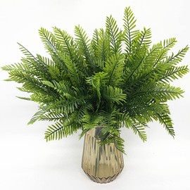 PASYOU Artificial Boston Fern Plants Decor, Fake Shrubs Greenery Leaves Plant Bamboo UV Resistant for Outdoors Indoor Hanging Planter Front Porch Garden Farmhouse Decoration 4 Pack