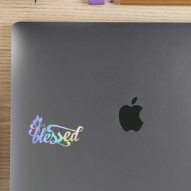 Transparent Decal Stickers of Butterfly Blessed Christians (Hologram) Premium Waterproof Vinyl Decal Stickers for Laptop Phone Accessory Helmet Car Window Mug Tuber Cup Door Wall Deco ANDauto501342HO