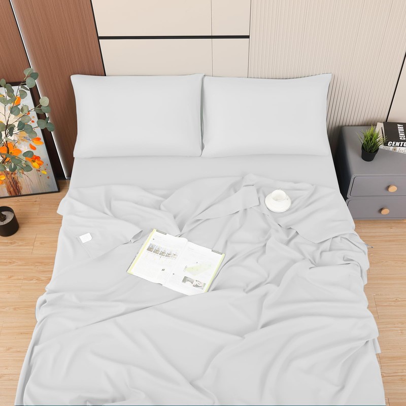 Toodou White Full Bed Top Sheet is Made of Soft