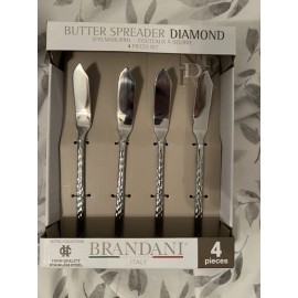 Brandani Italy 4Pc Butter Spreader Knifes Diamond High Quality  Stainless Steel.