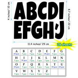 Bemeol Bulletin Board Letters 294 Pieces 4 Inch Letter Stickers Alphabet Cutout Letter for Bulletin Board Display Home Classroom Decor(Black)
