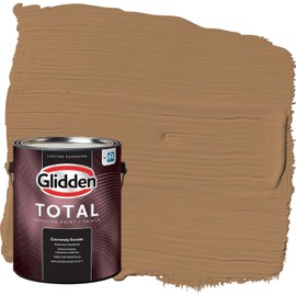 Glidden Total 1 gal. Cinnamon Crunch/Brown Flat Exterior Paint with Primer